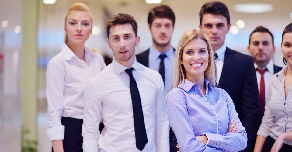 portrait of business people team group at modern bright office